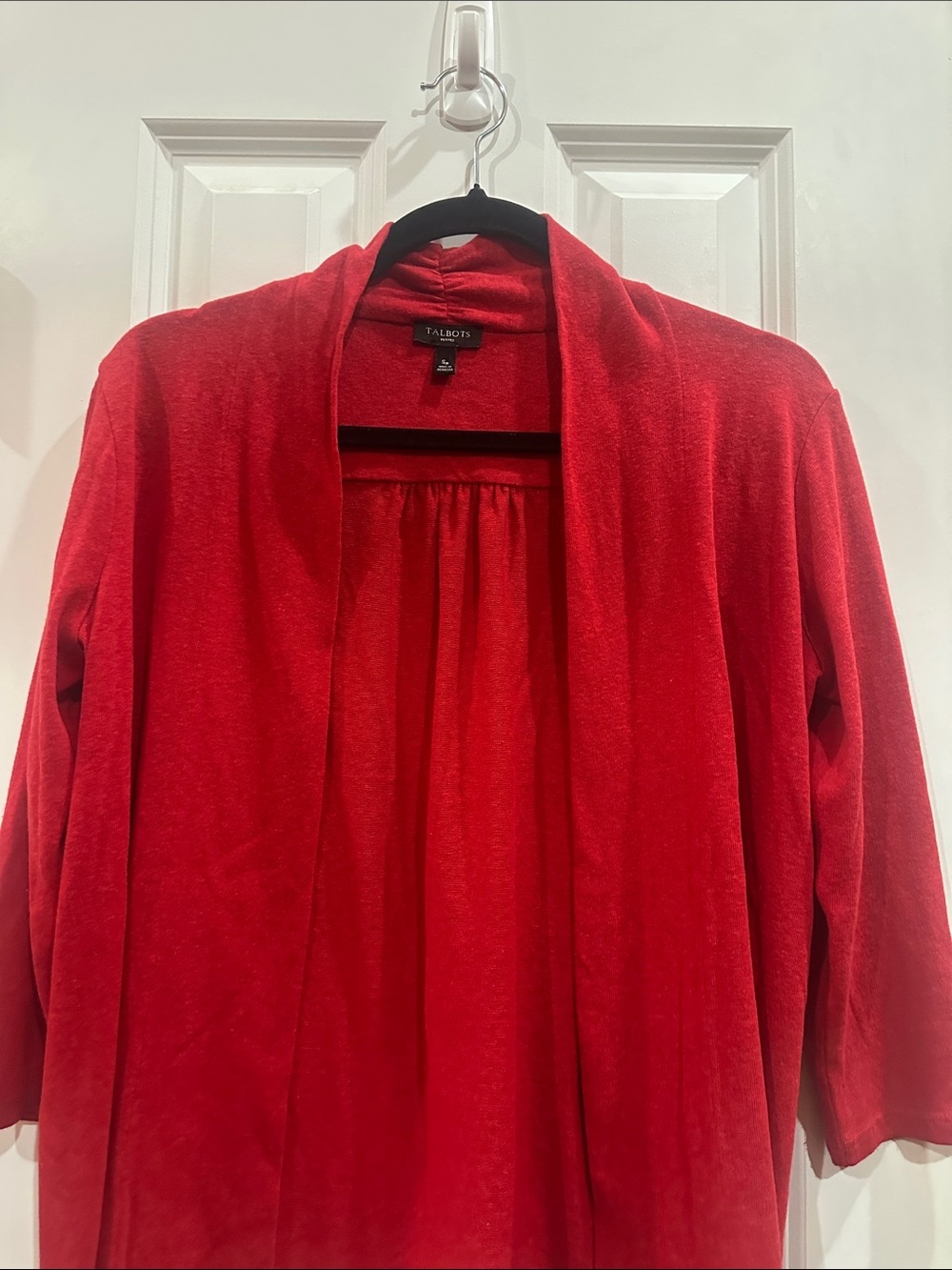 NWOT Talbots Red Open-Front Shawl-Collar Cardigan size SP - Picture 3 of 8
